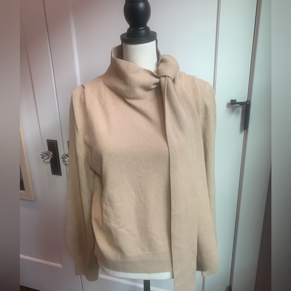 & Other Stories Camel color Tie Neck Sweater - Picture 1 of 7